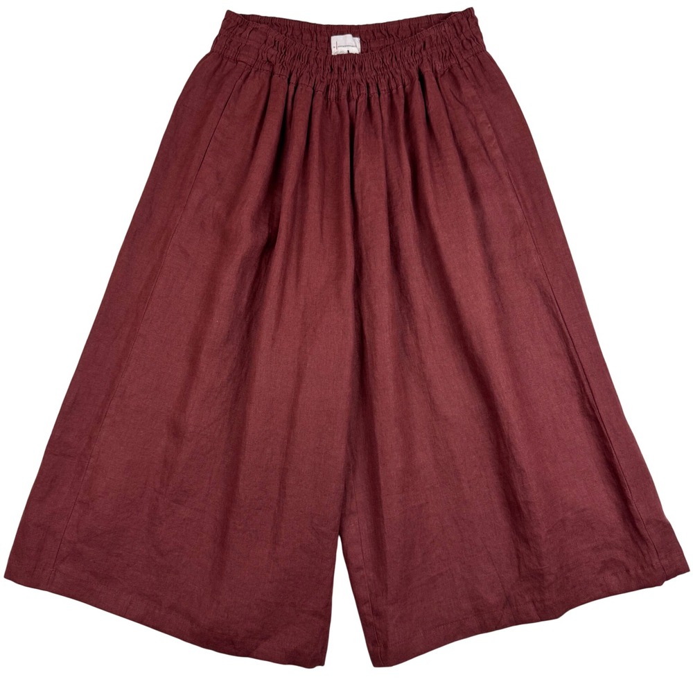 by Anthropologie 100% Linen Wide Leg Culotte Pants Plus 2X Elastic Waist Boho